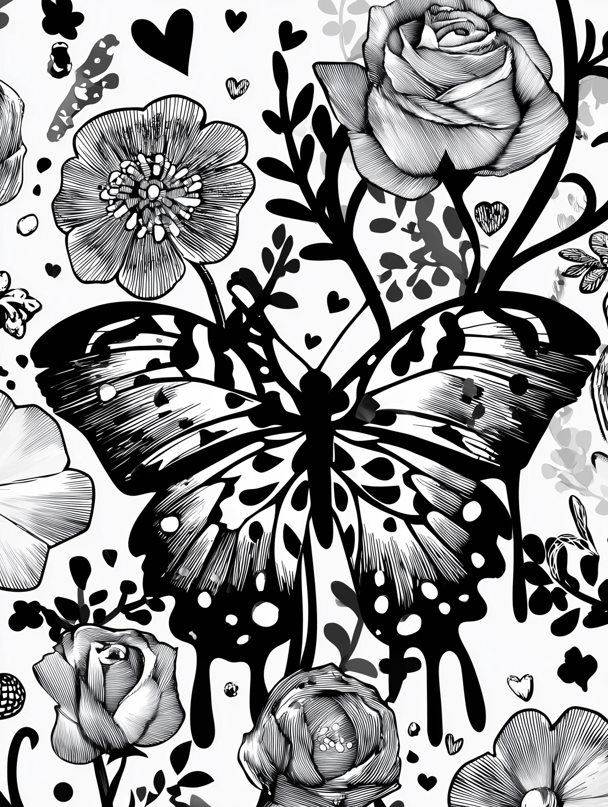 Free printable butterfly coloring page for adults featuring a bold floral butterfly design